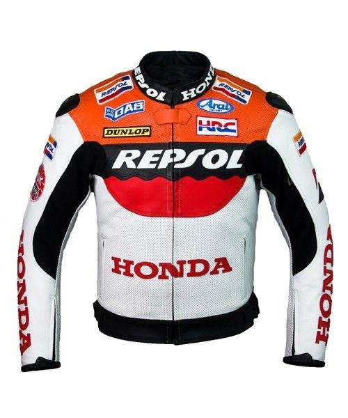 Custom made honda repsol leather motorcycle jacket wth complete protective armor