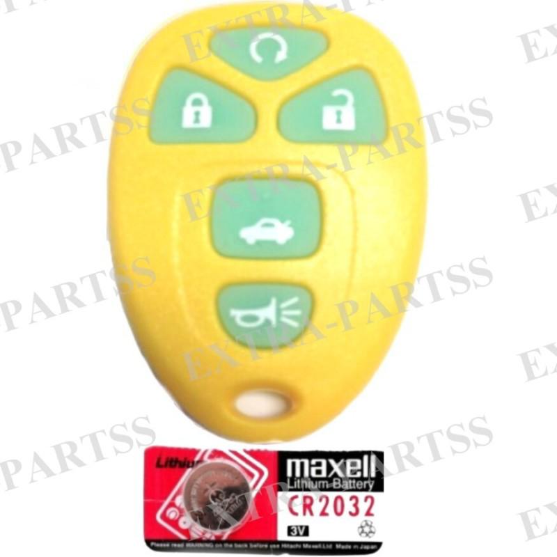 New yellow glow in dark gm remote start keyless entry fob clicker +spare battery
