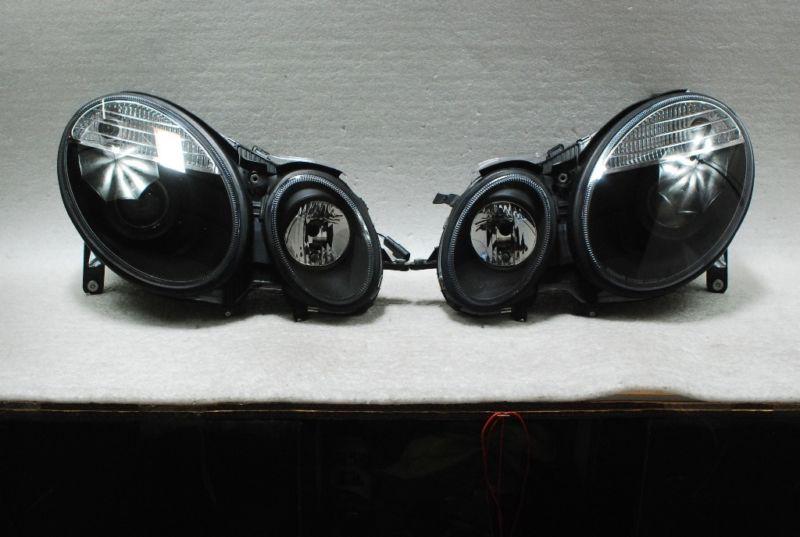 Black 03-06 mercedes benz w211 e-class projector headlights lamp *fit hid-d2s*