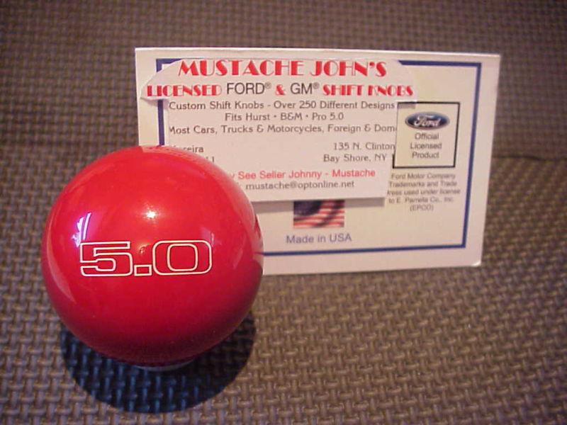 Ford mustang  5.0, engraved,   licenced shift knob , red 