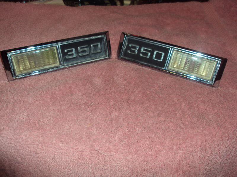 Original gm front fender "350" emblems for 1970 1071 1972 chevrolet pickup
