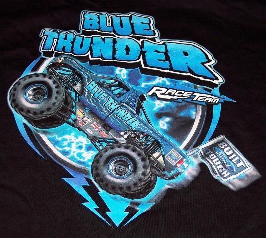 New built ford tough blue thunder racing monster truck size s l or xxl shirt!