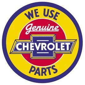 We use genuine chevy parts round tin sign garage hotrod ratrod chevrolet ratrod