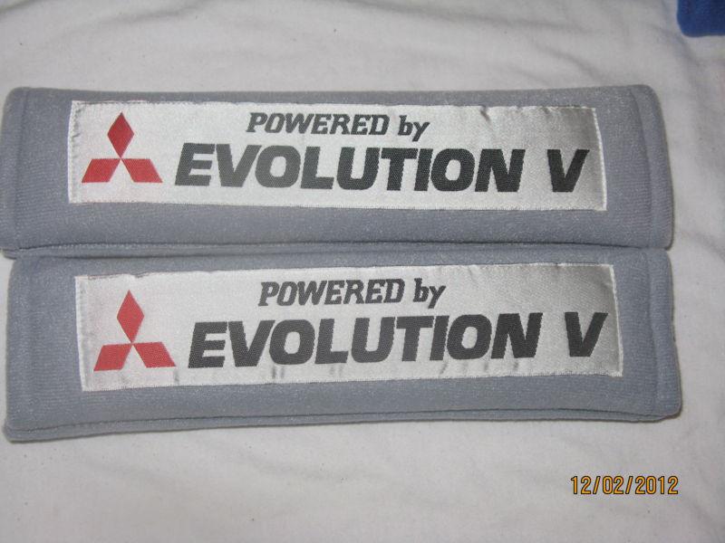 Mitsubichi  evolution  racing  gray  seat belts shoulder pads new pair 