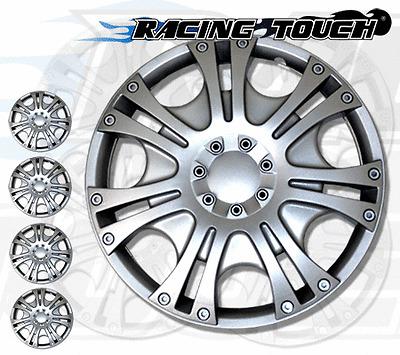 Metallic silver 4pcs set #009 14" inches hubcaps hub cap wheel cover rim skin