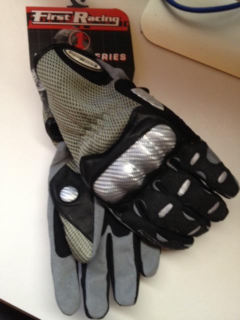 First racing gray motorcycle gloves-kevlar knuckles, dual sport, nwt leather
