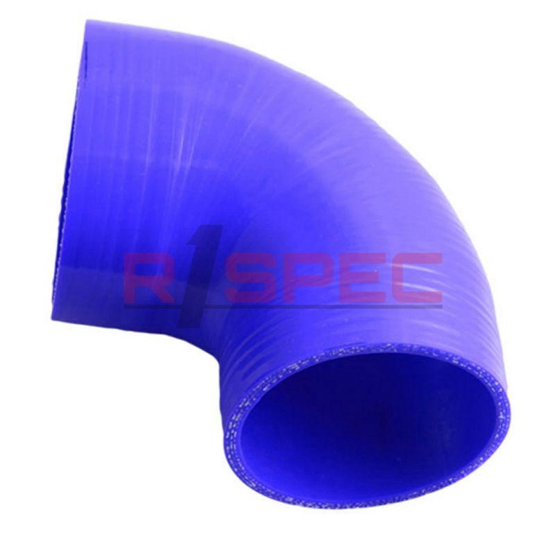 Universal blue 3.5'' to 4.0'' 3-ply 90 degree reducer silicone hose coupler bl