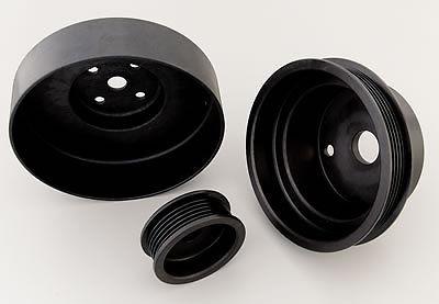 Auto specialties pulley set serpentine steel nitride black chevy sb/90 degree v6