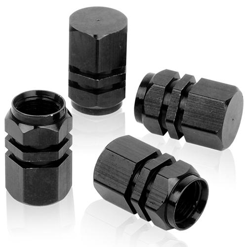 Diamond black universal fit tire rim wheel valves stems caps 4 pcs metal