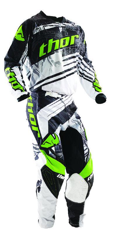 Thor phase swipe green white dirt bike jersey pants mx atv gear black 2014