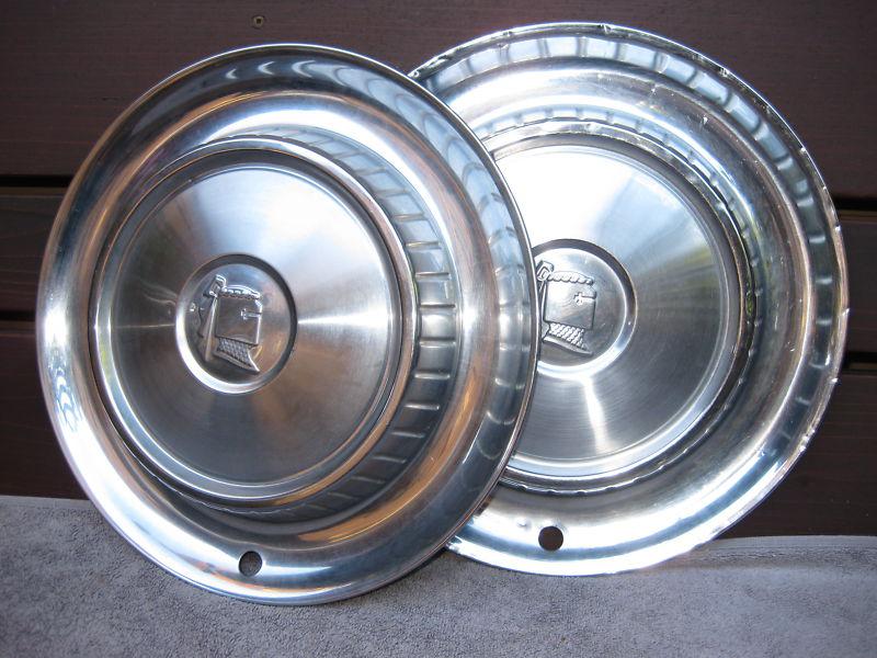 Pair of dodge royal lancer 14" knight head hub caps original 1950s chrome hubcap