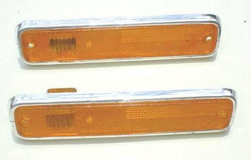 1973 - up amc side marker lights amber chrome bezel new 4r auction