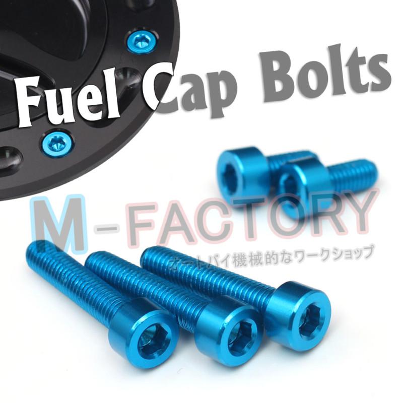 Blue aluminum cnc fuel cap bolts screws yamaha yzf r6  r6s r6r 2006-2013 2014