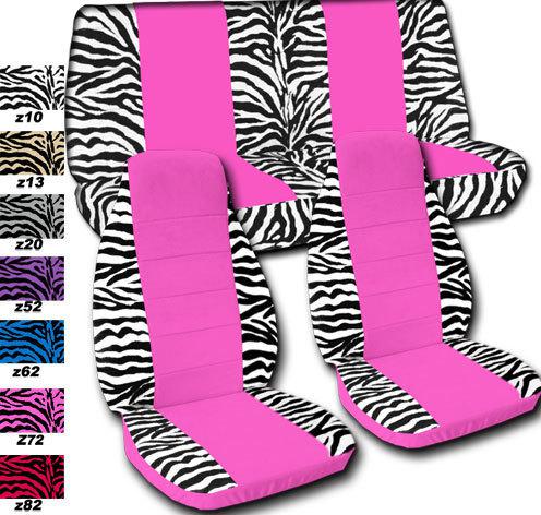 Zebra with hot pink  car seat covers. front and rear jeep wrangler yj 87-95