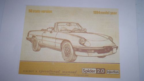 Alfa romeo spider owner&#039;s manual  - 1984 - on pdf