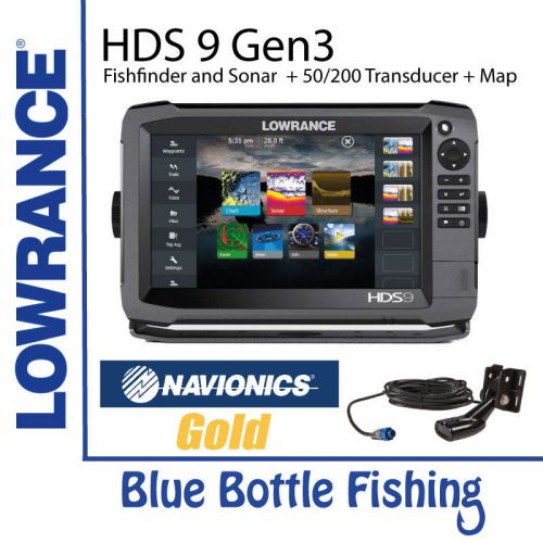 Lowrance hds 9 gen 3 touch + 50/200 transducer + navionics gold