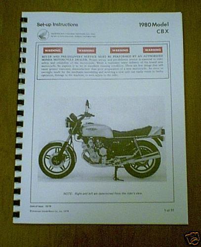 Honda 1980  cbx  set up & assembly  manual rare look!