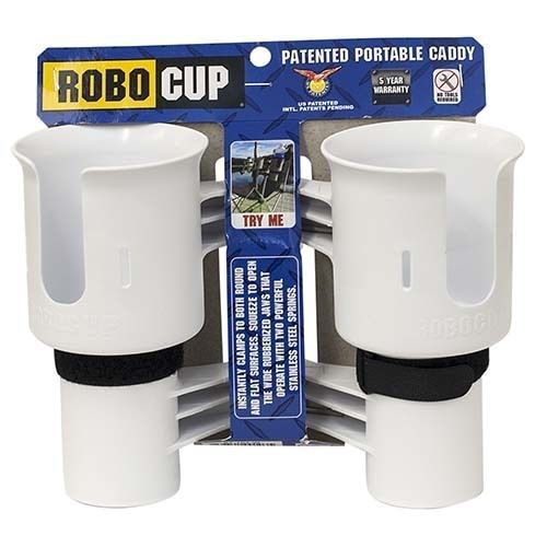 Robocup white portable caddy clamp clampable drink boat cup rod holder organizer