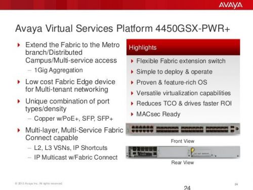 New avaya virtual services platform 4450gsx-pwr+ switch 36 ports ec4400e05-e6gs