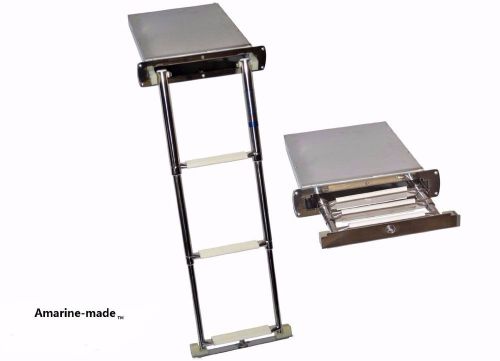 Salse!! amarine-made 3 steps concealed box telescopic ladder-stainless steel