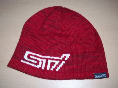 New genuine subaru impreza wrx sti racing team beanie knit hat red marl logo cap