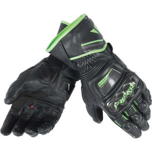 Dainese druid d1 long mens leather motorcycle gloves  black/fluo green