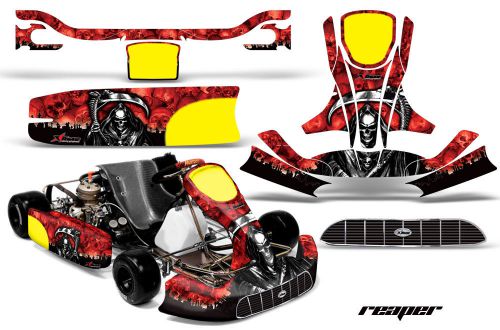 Amr racing graphics kg unico racing kart sticker decal kit wrap reaper red