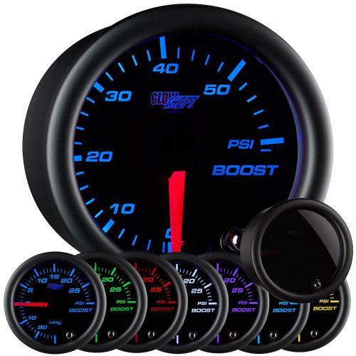 2 1/16 glowshift tinted 7 turbo boost 60 psi gauge w. 7 color led display
