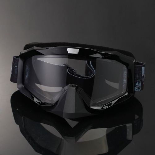 Hot black motorcycle motocross goggles dirt bike riding off road clear lens