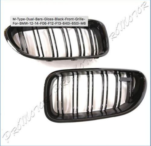 M type dual bars gloss black front grille for bmw 12-14 f06 f12 f13 640i 650i m6
