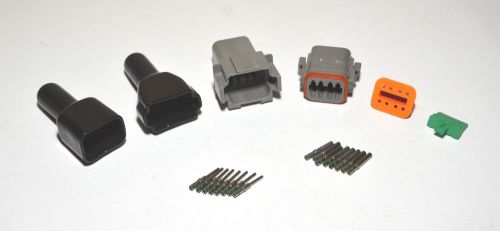 Deutsch dt 8-pin genuine connector kit 14awg solid contacts, black boots