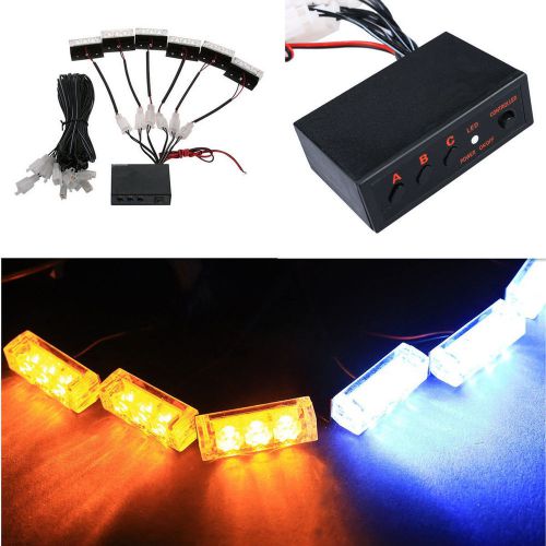 New white/amber 18 led emergency vehicle strobe flash lights front grille truck