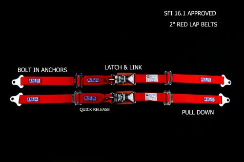 Rjs racing sfi 16.1 pair latch &amp; link 2&#034; lap belts red 30295-4 15000104
