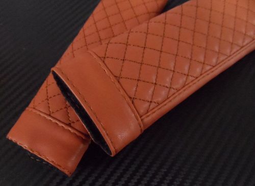 Car seat belt cover shoulder pads leather  soft 2pcs set brown