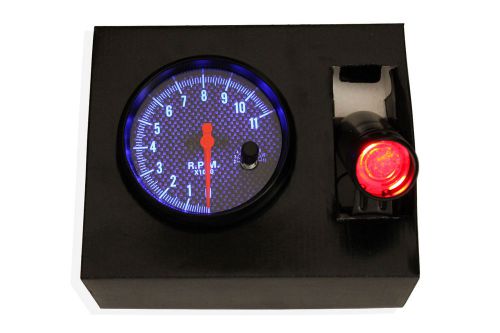 5&#039;&#039; carbon face 12v gasoline tachometer tacho gauge rev counter shift light rpm