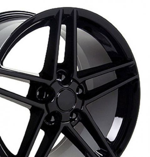 One 18x10.5 black c6 z06 style wheel fits corvette b1w