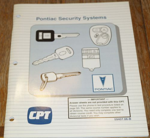 Pontiac security systems - dealer tech training manual