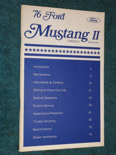 1976 ford mustang ii owner&#039;s manual / original guide book!