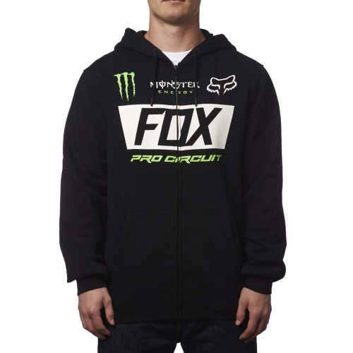 Fox racing mens monster paddock zip up hoody hoodie mx motocross black 19364-001