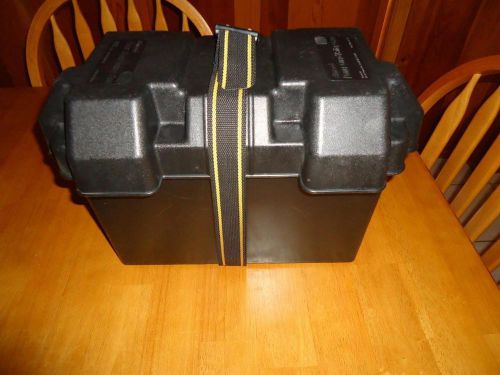 Attwood power guard car boat marine battery vented case box #t-660 black w/strap