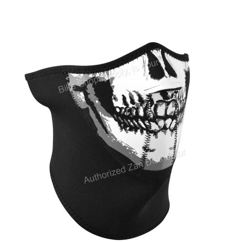 Zan headgear wnfm002h3, 3-panel neoprene half mask, reverse to black,  b&amp;w skull