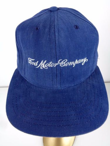 Ford motor company hat blue canvas embroidered leather metal buckle