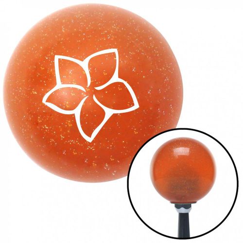 White hawaiian flower #10 orange metal flake shift knob with 16mm x 1.5 insert