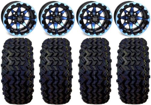 Sti hd6 blue/blk golf wheels 12&#034; 22x11-12 sahara classic tires yamaha