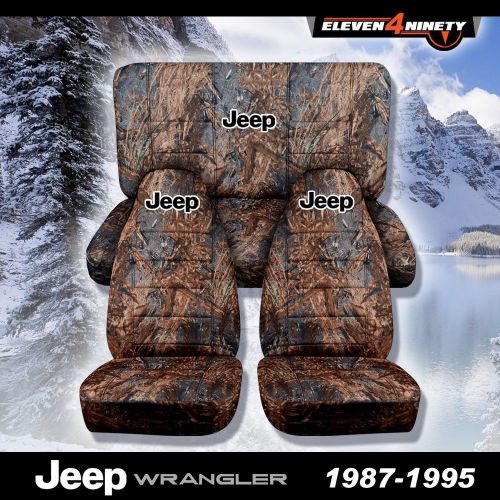1987-1995 jeep wrangler yj seat covers / reeds camo with custom design
