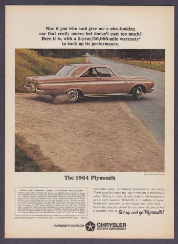 1964 plymouth sport fury 2-door hardtop photo &#034;get up and go&#034; print ad