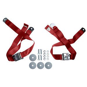 Scott drake sb-br-h mustang seat belts bright red tri-bar horse 65-73