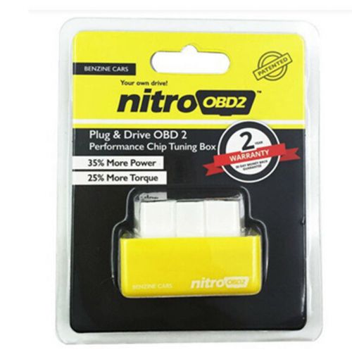Yellow nitro2 obd2 performance chip tuning box plug and drive for benzine car