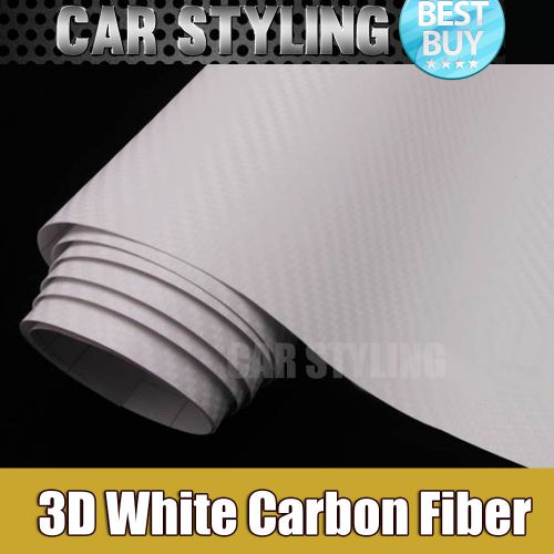 20&#034;x60&#034; 3d white carbon fiber texture vinyl car wrap sticker decal film sheet