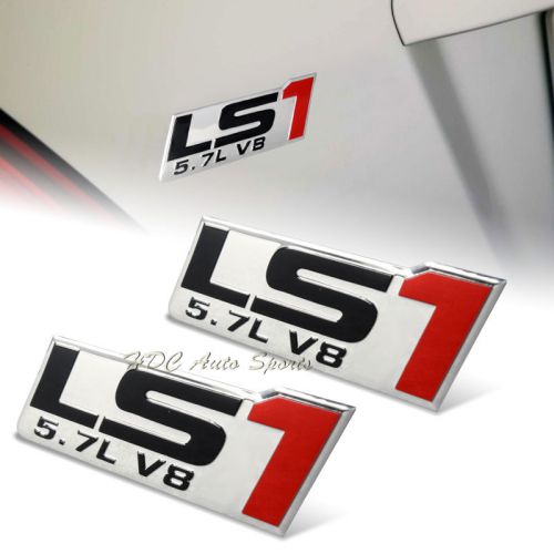 2 x ls1/5.7l/v8 bumper/trunk/engine/hood red aluminum sticker decal emblem badge